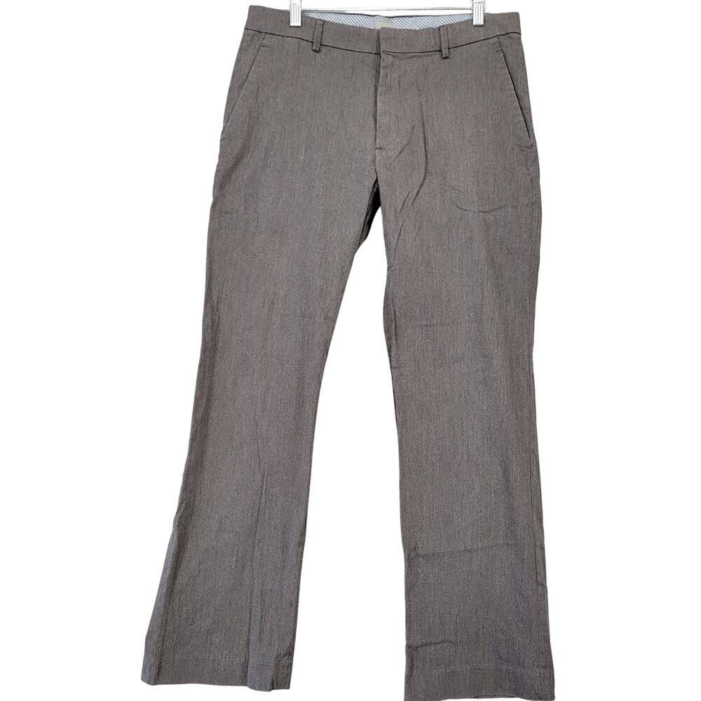 GAP Gray Charcoal Pants Chino Stretch Classic Flat Front Straight Leg Men 34 Zip